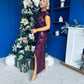 Georgie sequin Lace Split Maxi Dress Burgundy PRE ORDER Arriving 9 Oct