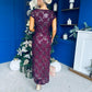 Georgie sequin Lace Split Maxi Dress Burgundy PRE ORDER Arriving 9 Oct