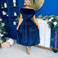 Breffy Asymmetric Neckline Skater Midi Navy Velvet