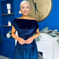 Breffy Asymmetric Neckline Skater Midi Navy Velvet