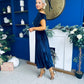 Breffy Asymmetric Neckline Skater Midi Navy Velvet