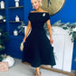 Bailey Gold Brooch Detail Midi Dress Black