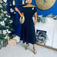 Bailey Gold Brooch Detail Midi Dress Black