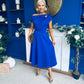 Bailey Gold Brooch Detail Midi Dress Cobalt