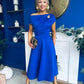 Bailey Gold Brooch Detail Midi Dress Cobalt