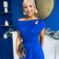 Bailey Gold Brooch Detail Midi Dress Cobalt