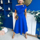 Bailey Gold Brooch Detail Midi Dress Cobalt