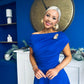 Bailey Gold Brooch Detail Midi Dress Cobalt
