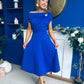 Bailey Gold Brooch Detail Midi Dress Cobalt