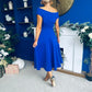 Bailey Gold Brooch Detail Midi Dress Cobalt