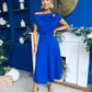 Bailey Gold Brooch Detail Midi Dress Cobalt