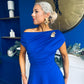 Bailey Gold Brooch Detail Midi Dress Cobalt