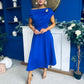 Bailey Gold Brooch Detail Midi Dress Cobalt