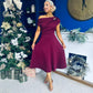 Bailey Gold Brooch Detail Midi Dress Wine