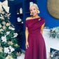 Bailey Gold Brooch Detail Midi Dress Wine
