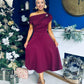 Bailey Gold Brooch Detail Midi Dress Wine