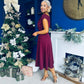 Bailey Gold Brooch Detail Midi Dress Wine