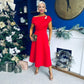 Bailey Gold Brooch Detail Midi Dress Red