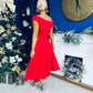 Bailey Gold Brooch Detail Midi Dress Red