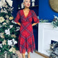 Abigail Lace Trim Midi Dress Check Rouge