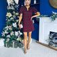 Leonora Check Puff Sleeve Mini Dress Wine