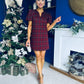 Leonora Check Puff Sleeve Mini Dress Wine