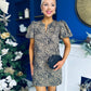 Kiri Zebra Puff Sleeve Mini Dress Stone