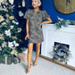 Kiri Zebra Puff Sleeve Mini Dress Stone