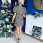 Kiri Zebra Puff Sleeve Mini Dress Stone