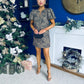 Kiri Zebra Puff Sleeve Mini Dress Stone