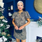 Kiri Zebra Puff Sleeve Mini Dress Stone