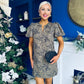 Kiri Zebra Puff Sleeve Mini Dress Stone