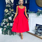 Autumn Detailed Strappy Midi Dress Red