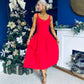Autumn Detailed Strappy Midi Dress Red