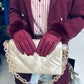 Hallie Faux Fur Embellished Gloves Burgundy