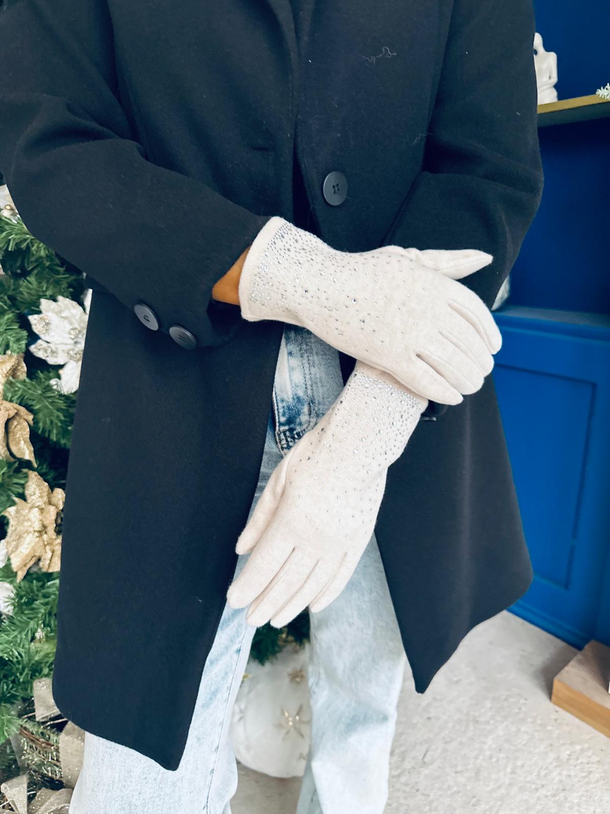 Emily Diamante Detail Gloves Cream