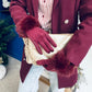 Hallie Faux Fur Embellished Gloves Burgundy