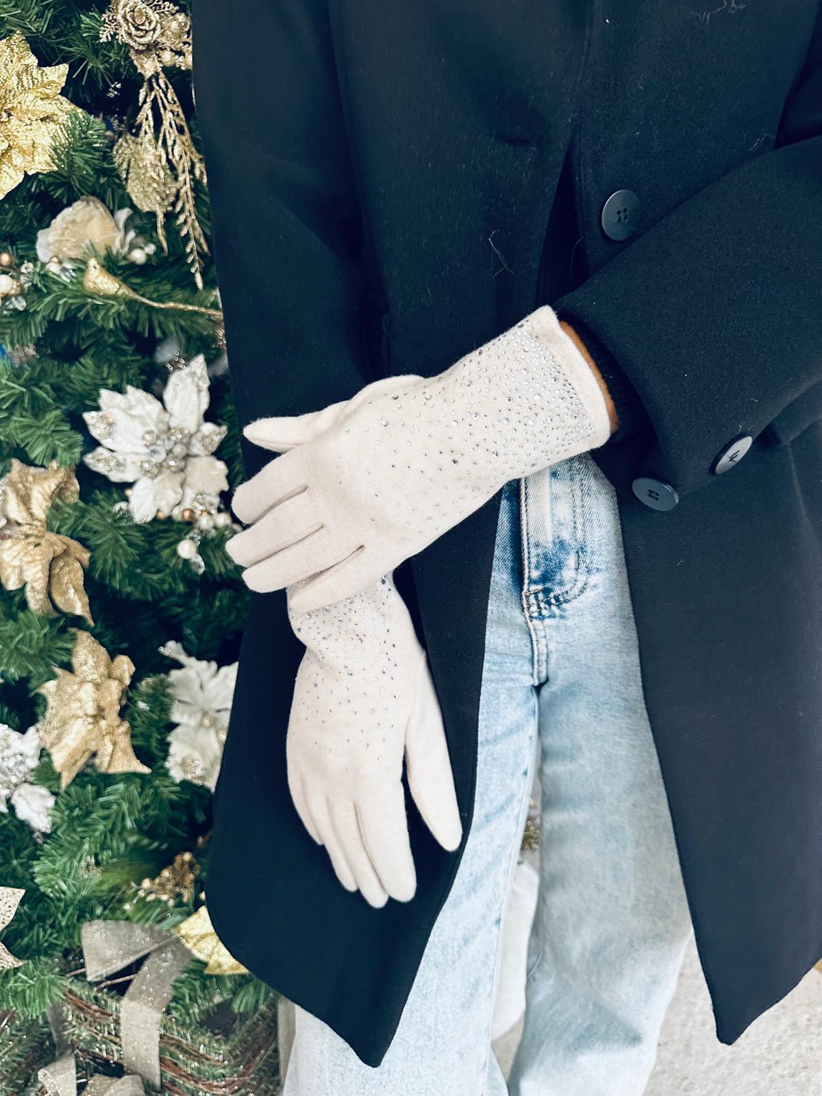 Emily Diamante Detail Gloves Cream