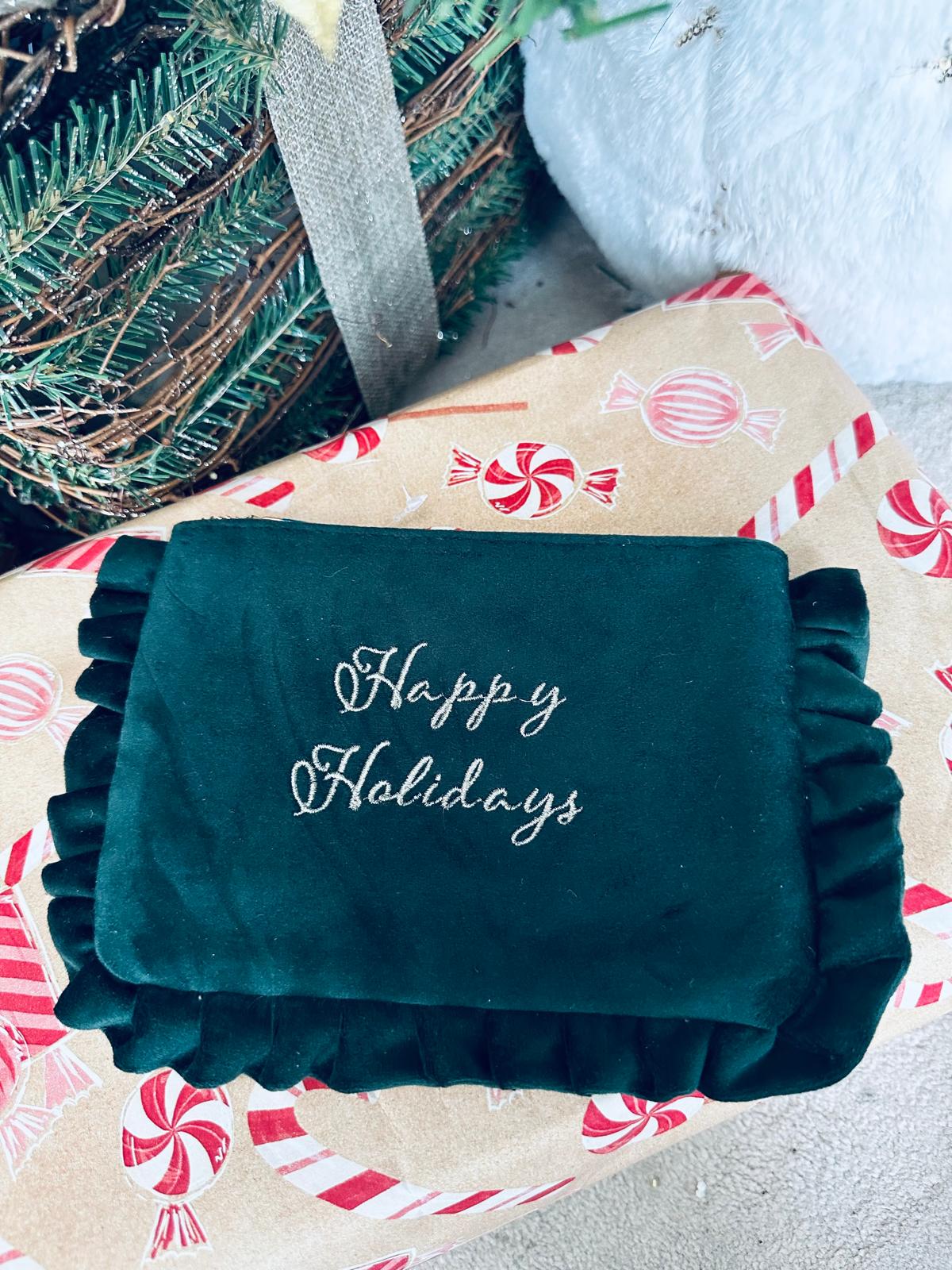 Happy Holidays Cosmetics Bag Black