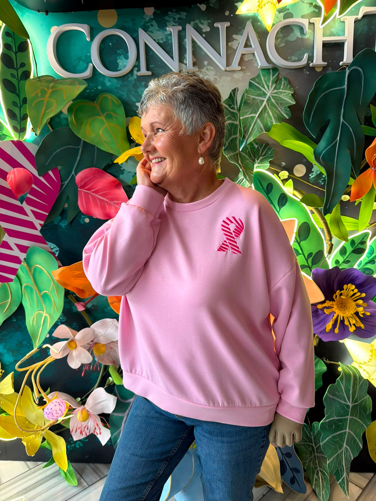 NBCRI Embroidered Light Jumper Pink