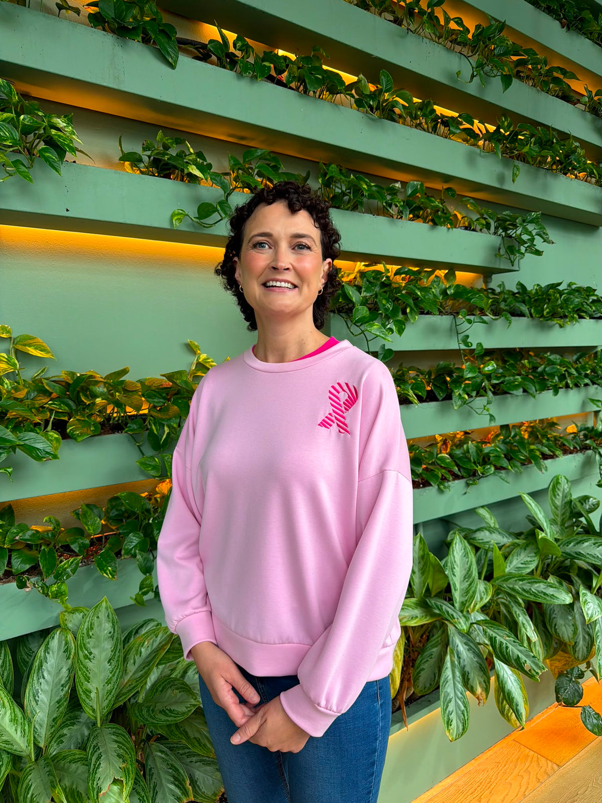 NBCRI Embroidered Light Jumper Pink