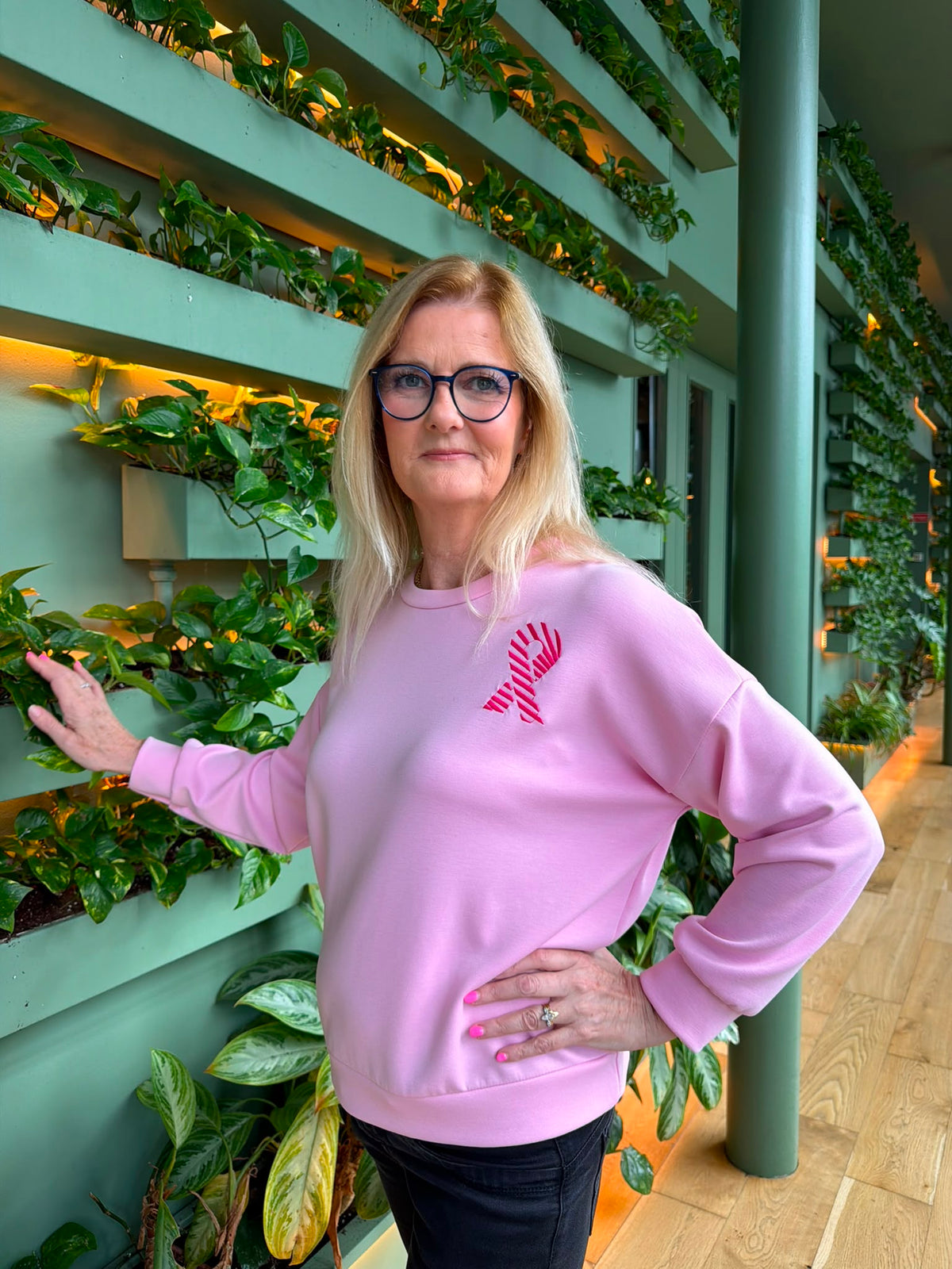 NBCRI Embroidered Light Jumper Pink