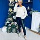 Rosaria Pearl Detail Round Neck Jumper Cream