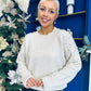 Rosaria Pearl Detail Round Neck Jumper Cream