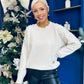 Rosaria Pearl Detail Round Neck Jumper Cream