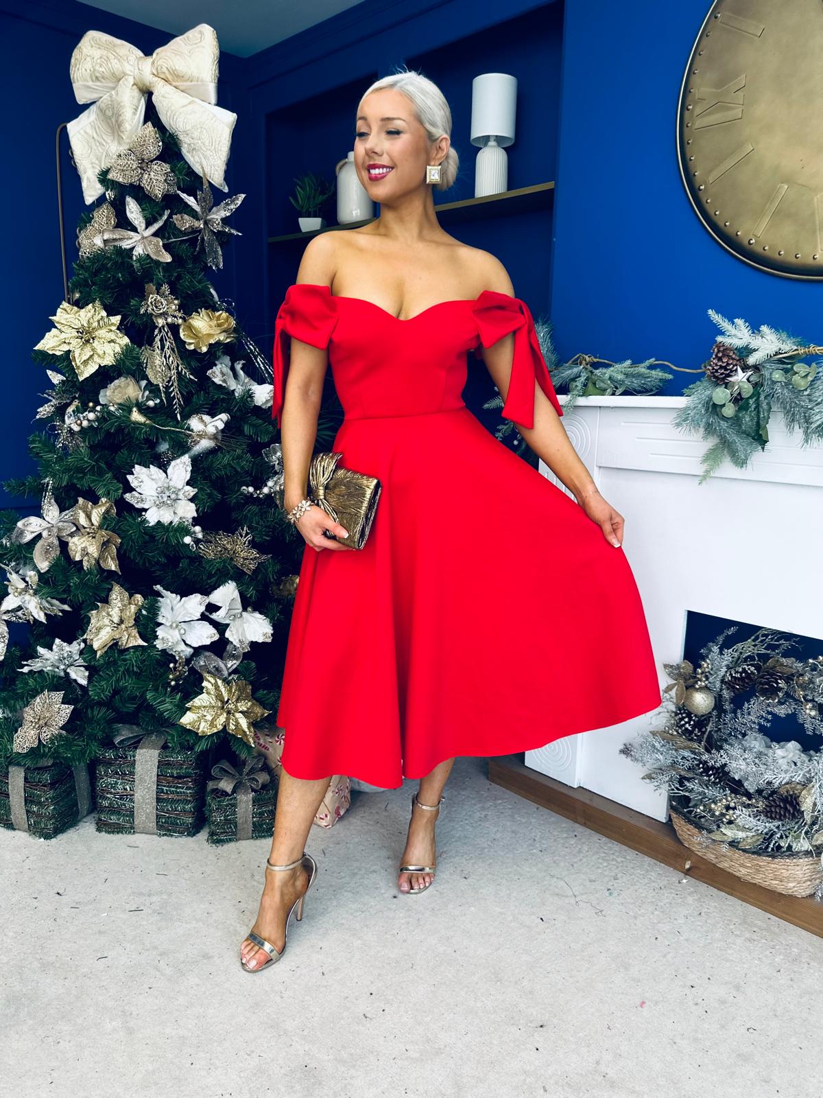 Dawson Bandot Detailed Occasion Dress Red