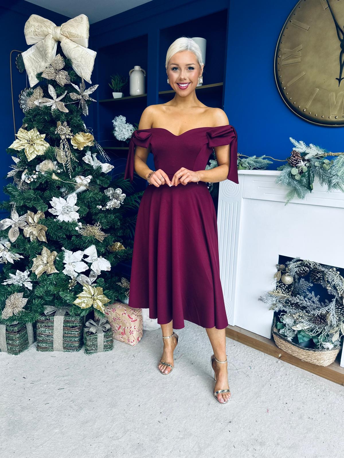 Dawson Bandot Detailed Occasion Dress Burgundy