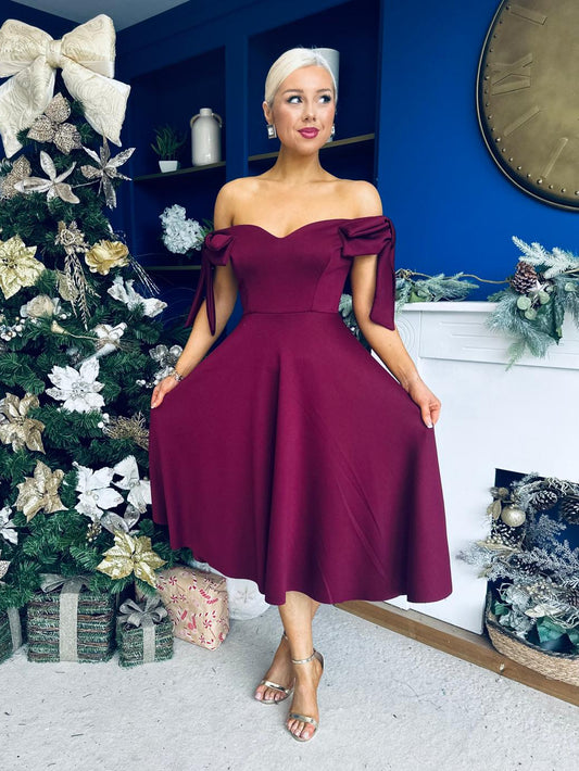 Dawson Bandot Detailed Occasion Dress Burgundy