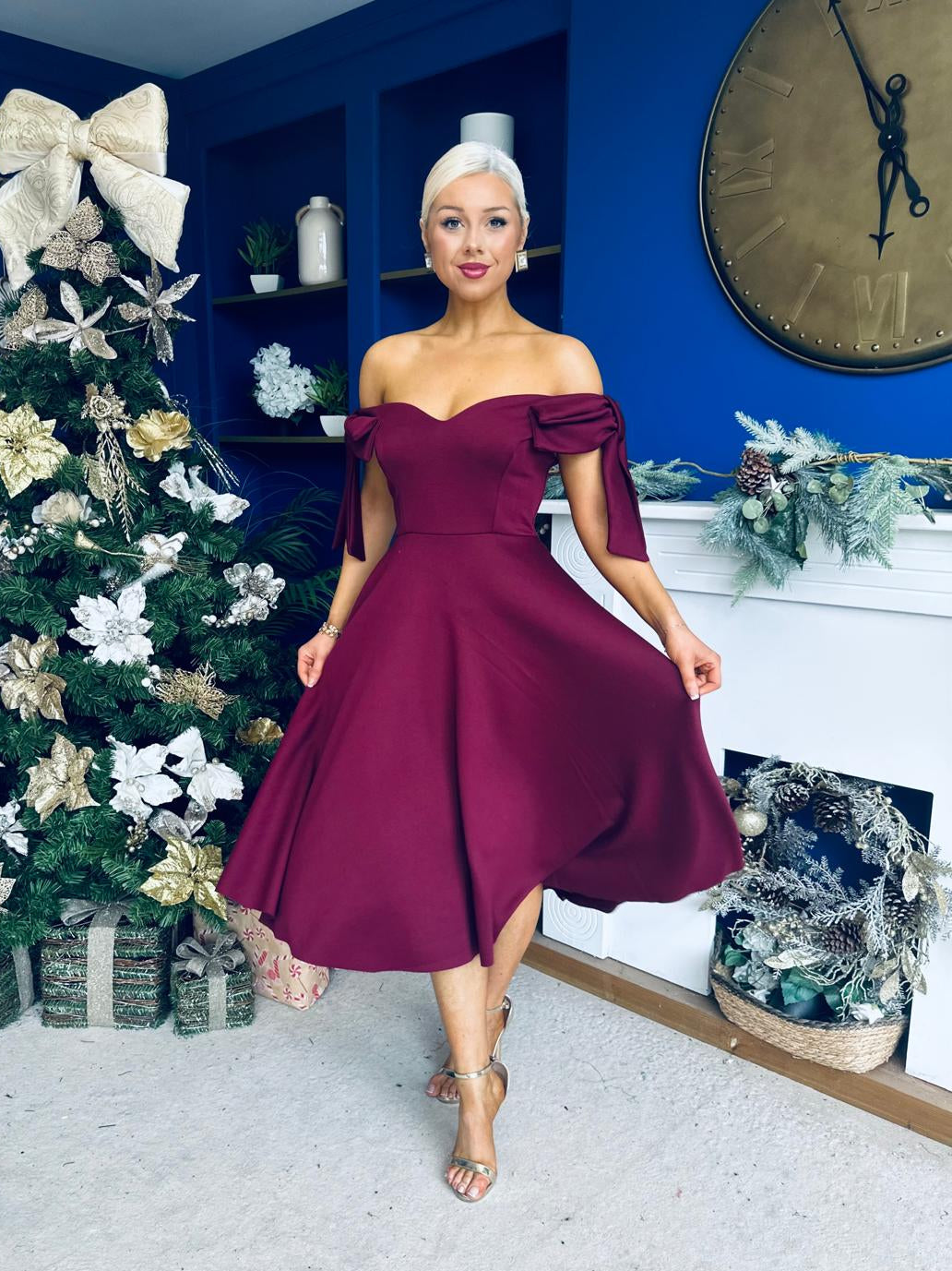 Dawson Bandot Detailed Occasion Dress Burgundy