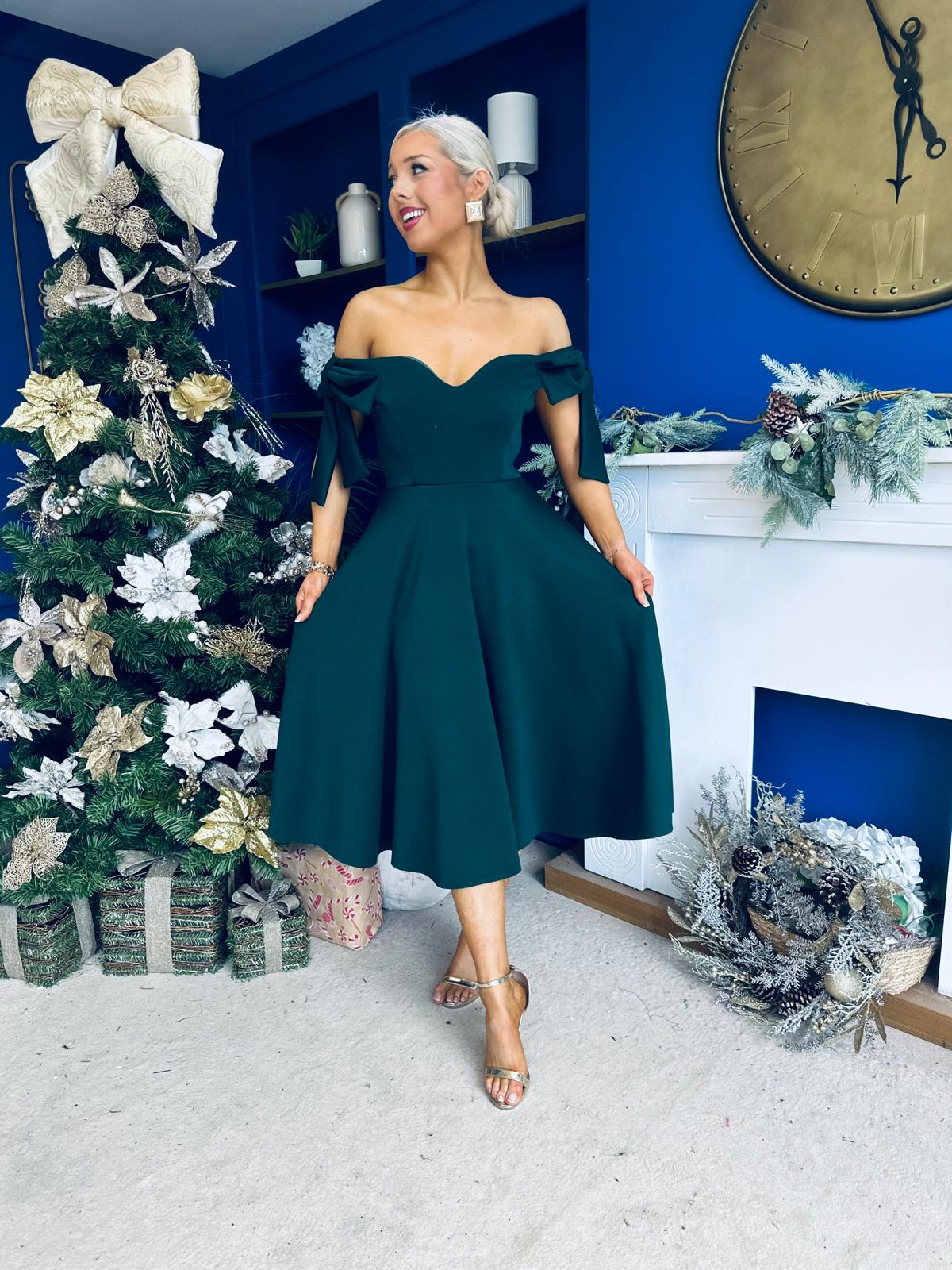 Dawson Bandot Detailed Occasion Dress Forest